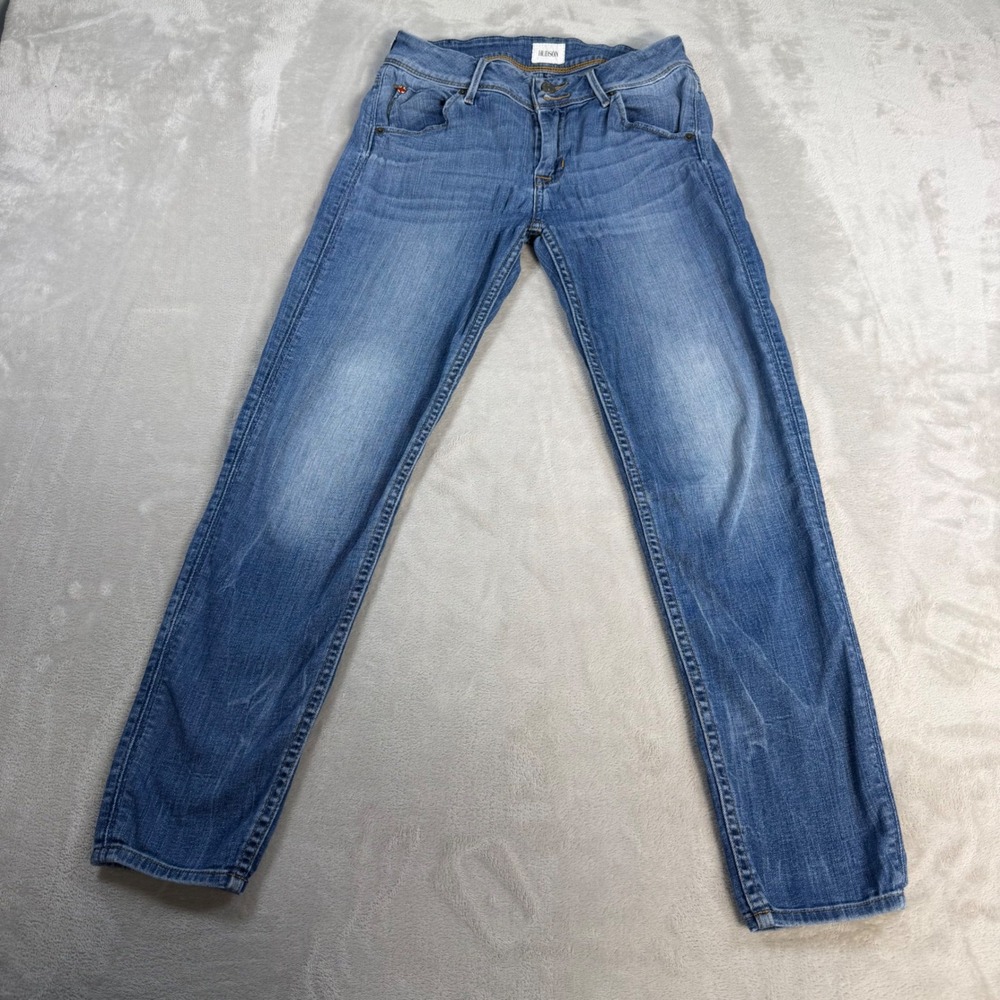 Hudson Skinny Jeans Flap Pocket Women 27 Blue Cotton Blend Stretch Denim